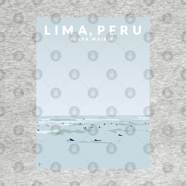 Lima, Peru, Playa Waikiki, Miraflores Travel Poster by lymancreativeco